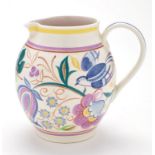 Poole Pottery: a bluebird and floral design jug, TV pattern,