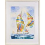 Tom Dack
"EASY WINNER" - A YACHT RACE
signed; inscribed on a label verso
watercolour
66 x 47cms;