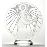 Lalique: a St. Christopher car mascot, of medallion form, impressed R. Lalique, France, 12cms.