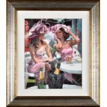 After Sherree Valentine Daines
"CHAMPAGNE AT THE RACES"
signed with initials,