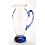 Robin Smith & Geoff Walker: a classical style glass ewer, with iridescent purple handle and base,