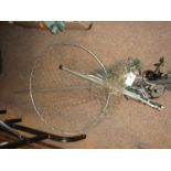 Two folding landing nets various; and five fishing reels various.