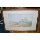 A watercolour - Bamburgh Castle, by J. Skelton, signed.