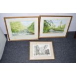 A pair of watercolours - River landscapes, by George Skelton,