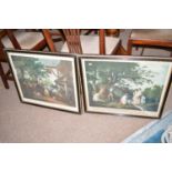 A pair of antique mezzotints - "Children Bird-Nesting" and "Return From Market",