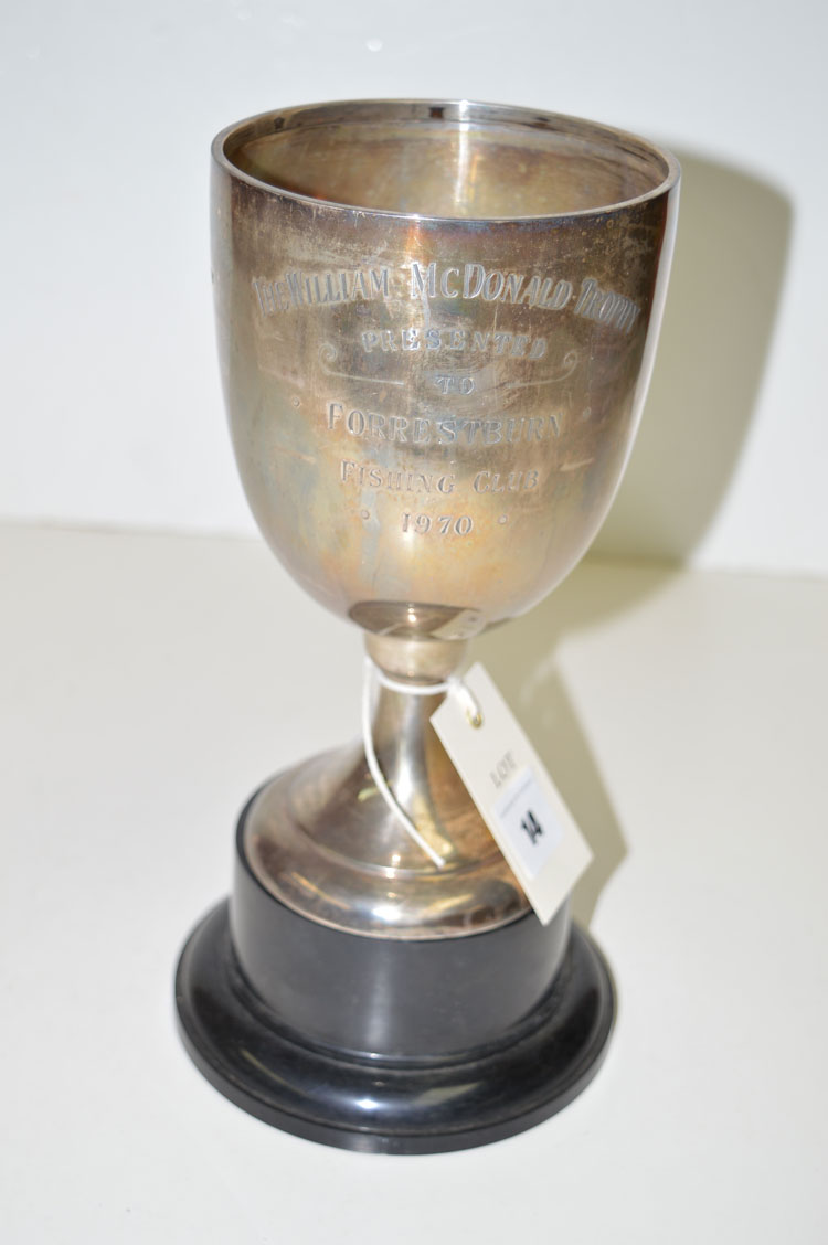 A silver trophy cup, by Walker & Hall, Birmingham 1970, with engraved presentation,