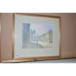 A watercolour - "Grey Street, Newcastle upon Tyne, early morning sunshine", by Walter Holmes,