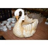 A large ware jardiniere in the form of a swan.