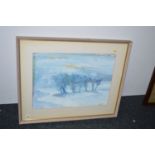 A painting in gouache - Winter landscape, by George M. Norman, signed verso.