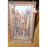 An oil painting - "Rotterdam", indistinctly inscribed and signed verso.