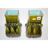 A pair of French 'Majolica' ware shaped vases,