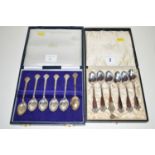 A set of six silver teaspoons with Lindisfarne pattern handles, by Cooper Bros.
