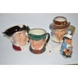 Three Royal Doulton character jugs, to include: "Mine Host", "Izaak Walton",