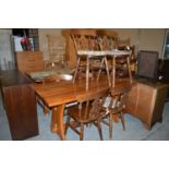 A set of six modern solid seat elm chairs,