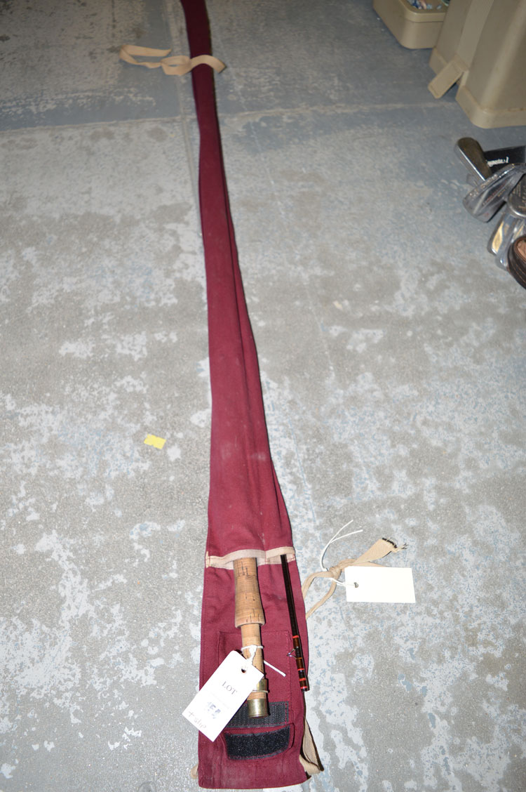 Hardy Of Alnwick: 'Sovereign' 8ft. #5 two-piece trout rod, with red bindings and burgundy slip.