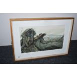 A watercolour - Landscape with tree stumps, by Albert Henry Herbert, signed on a label verso.