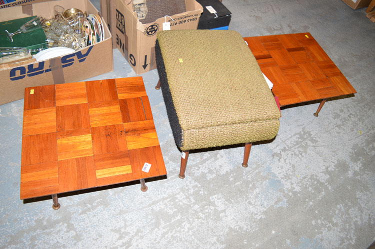 A fold-out desk; two small occasional tables; and a stool. - Image 2 of 2