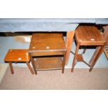 Two oak occasional tables; and a stool.
