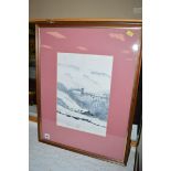 A watercolour - Northern winter landscape, by A. Morgan, signed and dated '97.