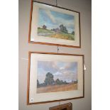 Watercolours - Ploughing the fields and a cottage scene, by Haydn Reynolds Mackey, signed.