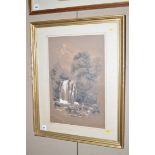 A pencil drawing heightened with white - "Lady Fall Near Valley", by John Howe, signed,