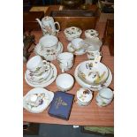 A Royal Worcester 'Evesham' pattern part tea set; flan dishes; tureens; coffee pot; jugs; etc.