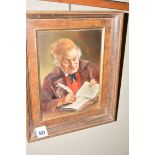 An oil painting - Portrait of an old man writing, by Ingerdartner, signed.