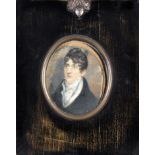 19th Century British School
PORTRAIT OF A WELL-DRESSED GENTLEMAN
watercolour on ivory
7 1/2 x 6cms;