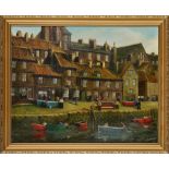 E*** Leonard
(20th Century)
NORTHERN HARBOUR SCENE WITH BOAT PAINTERS
signed
oil on board
39 x