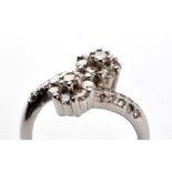 A diamond double cluster ring,