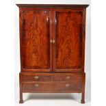 A 19th Century Irish mahogany wardrobe on stand,