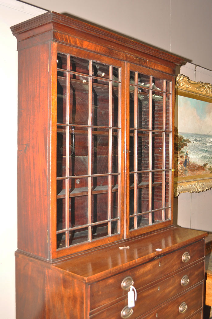 A late George III mahogany secretaire bookcase, - Image 4 of 8