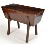 A 19th Century oak and elm dough bin, the rectangular detachable top on tapered body,