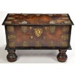 An early 19th Century Dutch chest, the hinged top,