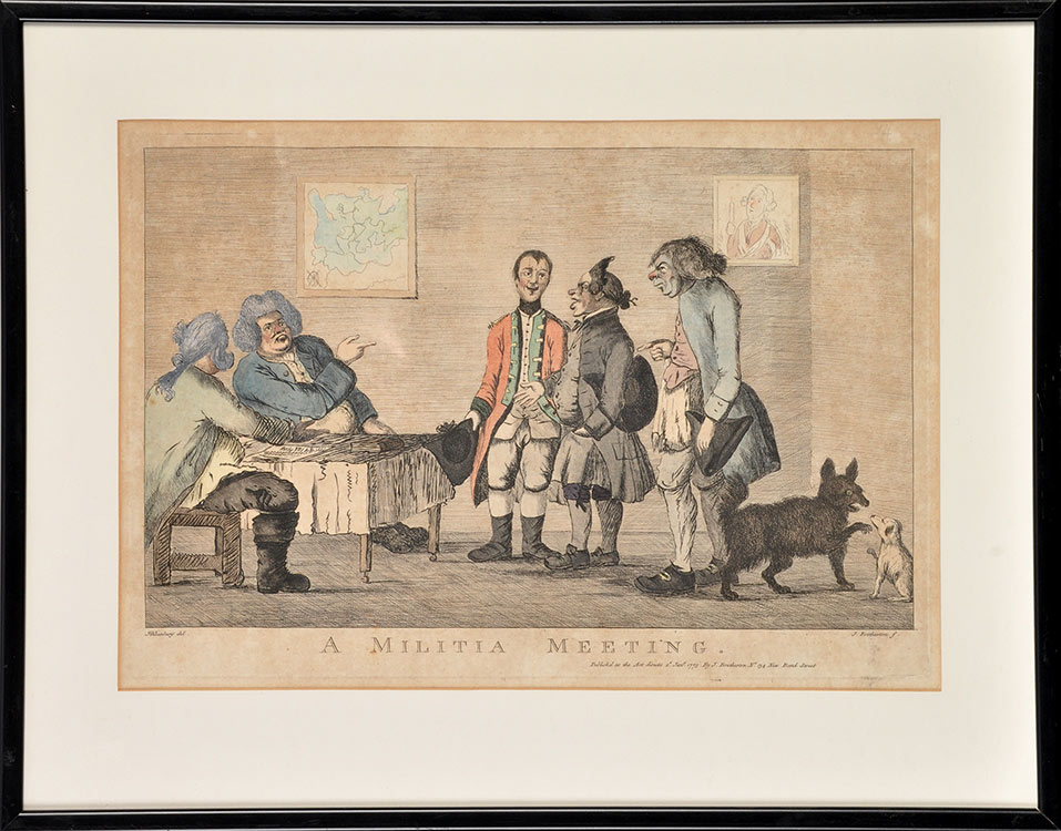 Henry William Bunbury
(1750-1811)
"A MILITIA MEETING"
engraving with hand colouring, - Image 2 of 3
