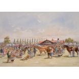 Tom MacDonald
(1914-1985)
HORSE AUCTION AT THE CEDRIC FORD PAVILION
signed
watercolour
52 x 73.