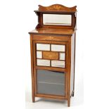 A late Victorian inlaid rosewood pedestal cabinet,