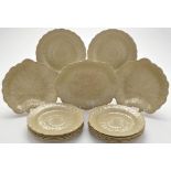 Sixteen pieces of Wedgwood moulded olive-buff glaze dessert ware,