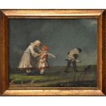 W*** Robertson
(19th Century)
FOUR CHILDREN WALKING WITH THEIR DOG
with inscription on a label