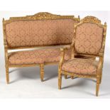 A 20th Century gold painted French style salon suite,