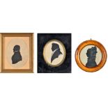 19th Century English School 
MINIATURE SILHOUETTE PORTRAITS: A GENTLEMAN WEARING A RUFF SIG
signed