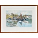 Thomas Swift Hutton
(1860- after 1935)
"BERWICK FISHING BOATS IN HARBOUR"
signed;