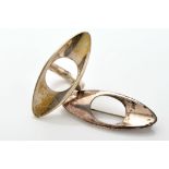 A Georg Jensen silver ring, 300, of open oval form, ring size I; together with a matching brooch,