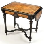 A French inlaid, ebonised and ormolu mounted burr walnut occasional table,