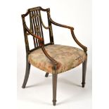 An early 19th Century painted beech elbow chair,