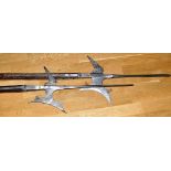 Two 16th Century style German halberds, each with long needle point, parrying hook,