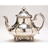 A Victorian teapot, by William Hunter, London 1853, baluster shape,