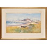 Thomas Swift Hutton
(1865-1935)
"BAMBURGH CASTLE LOOKING SOUTH"
signed
watercolour heightened with