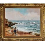 John Falconar Slater
(1857-1937)
TWO FISHERGIRLS ON A BEACH LOOKING OUT TO SEA
signed
oil on