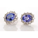 A pair tanzanite and diamond cluster earrings,